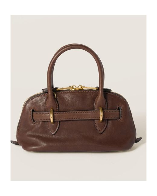 Miu Miu Brown Aventure Mini Nappa Leather Bag