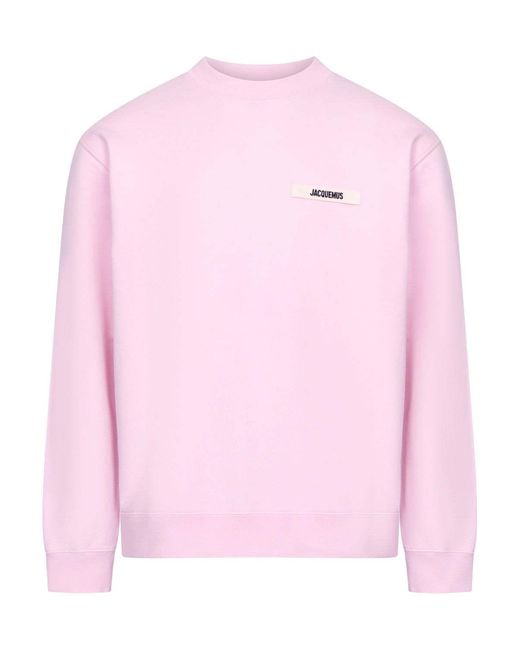 Jacquemus Pink Logo Patch Crewneck Sweatshirt for men
