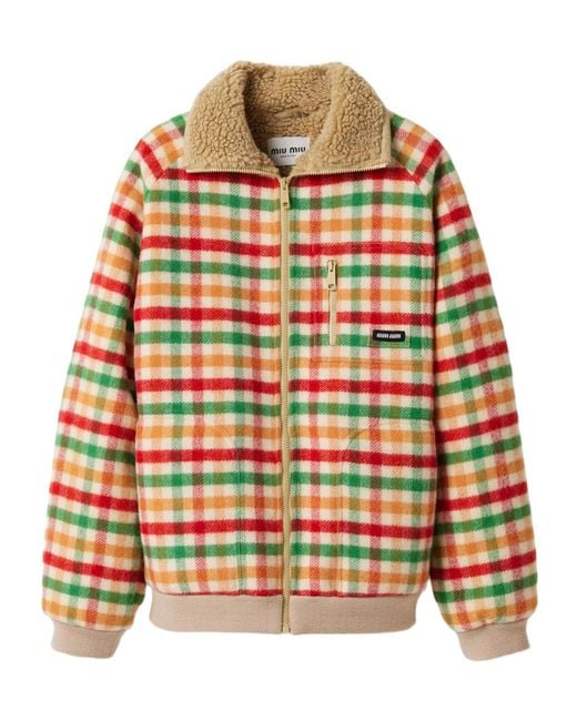 Miu Miu Multicolor Logo-Patch Zipped Jacket