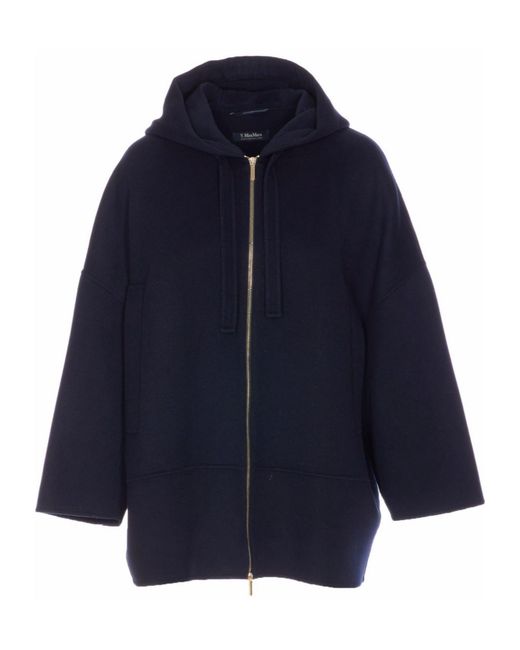 Max Mara Blue 'S Leila Zip-Up Hooded Jacket