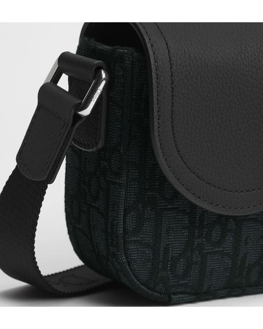 Dior Black Mini Saddle Heritage Messenger Bag With Flap for men