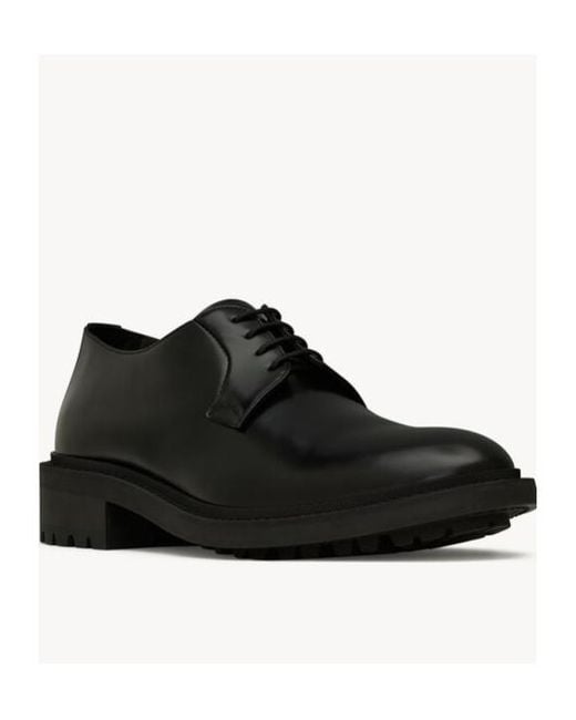 Saint Laurent Black Antoine Round Toe Lace-Up Shoes for men
