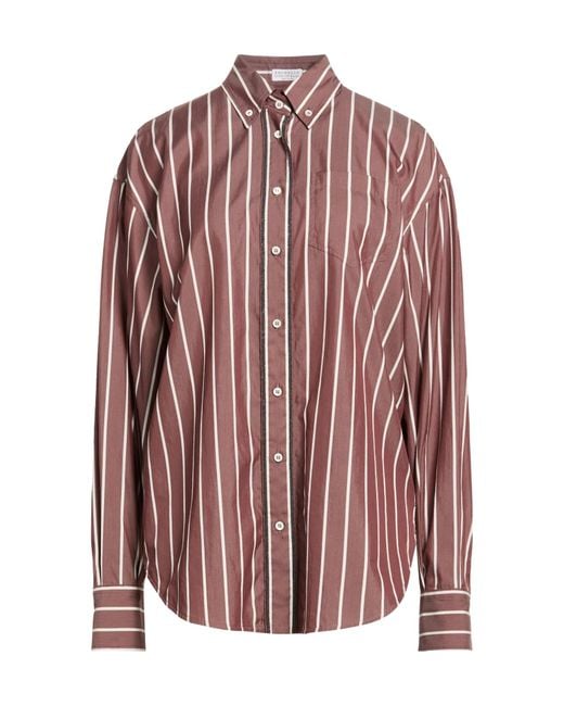 Brunello Cucinelli Red Patterned Shirts