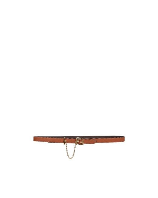 Fendi White Ff Buckle Chain Detailed Belt