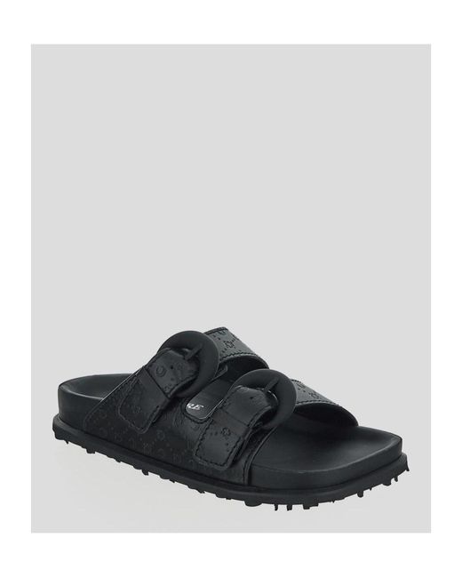 MARINE SERRE Black Buckle Slippers