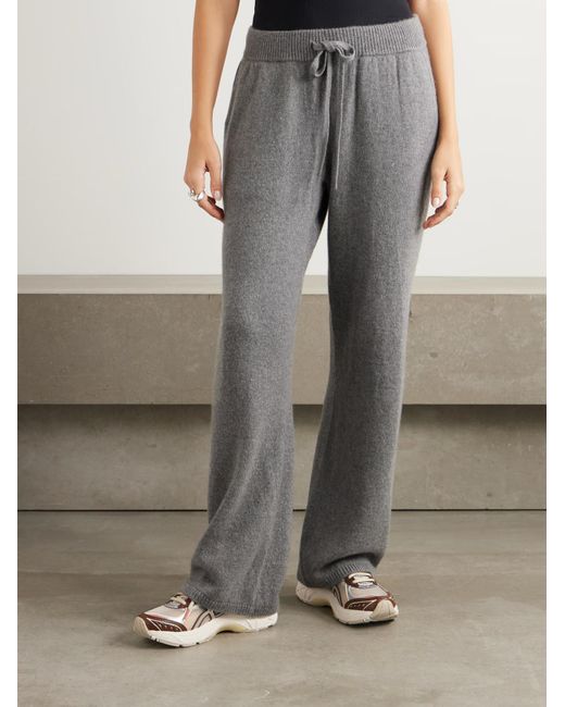 The Elder Statesman Gray Cashmere Wide-Leg Sweatpants