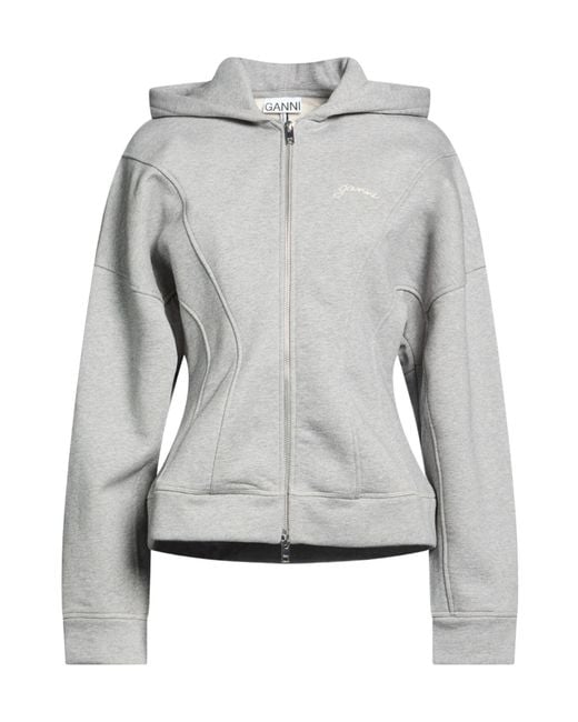 Ganni Gray Hooded Track Jacket