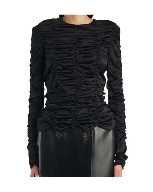 Khaite Black Pleated Top