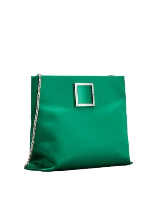 Roger Vivier Green Trompette Chain Clutch Bag