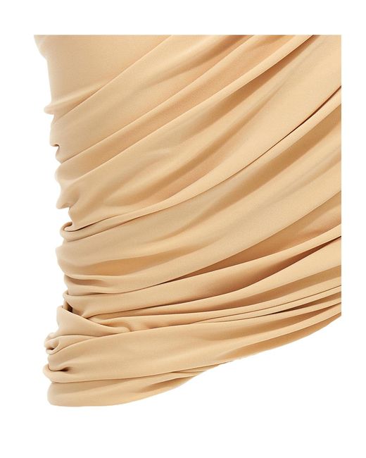 Norma Kamali Natural Draped One-Shoulder Top