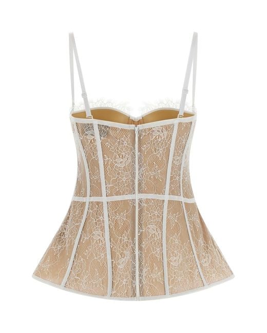 GIUSEPPE DI MORABITO Natural Sleeveless Lace Top