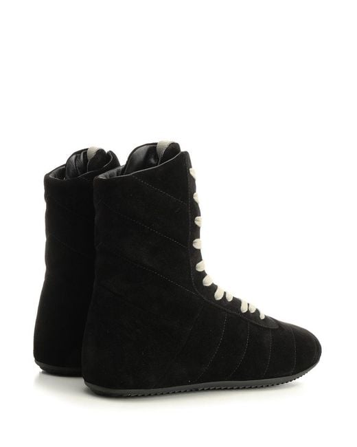 Rick Owens Black Quilted Chevron High-Top Sneakers for men