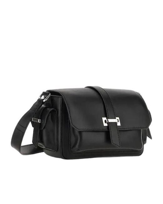 Hogan Black Embossed Small Flap Shoulder Bag