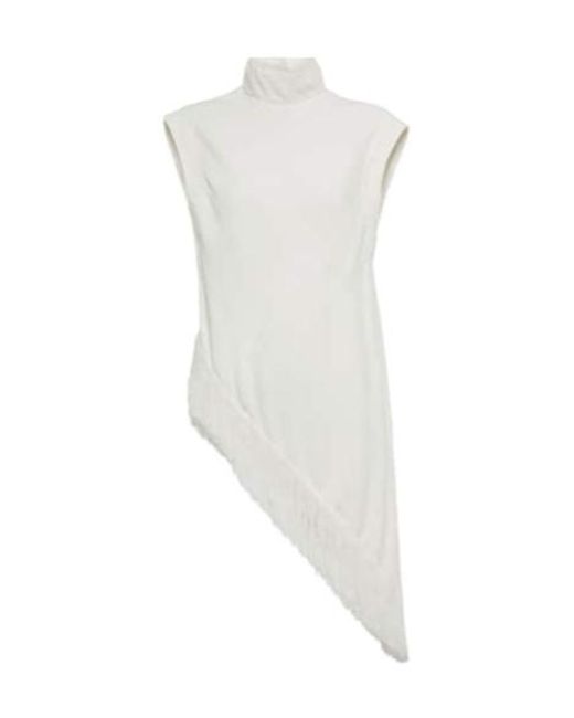 Proenza Schouler White Fringe-Trimmed Crêpe Top