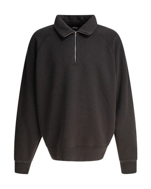 Stussy Gray Zipper Lapel Sweatshirt for men