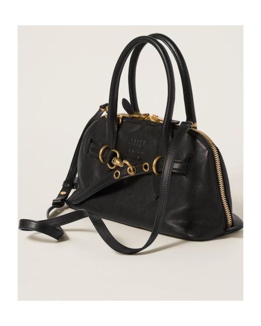 Miu Miu Black Aventure Nappa Leather Top-Handle Bag