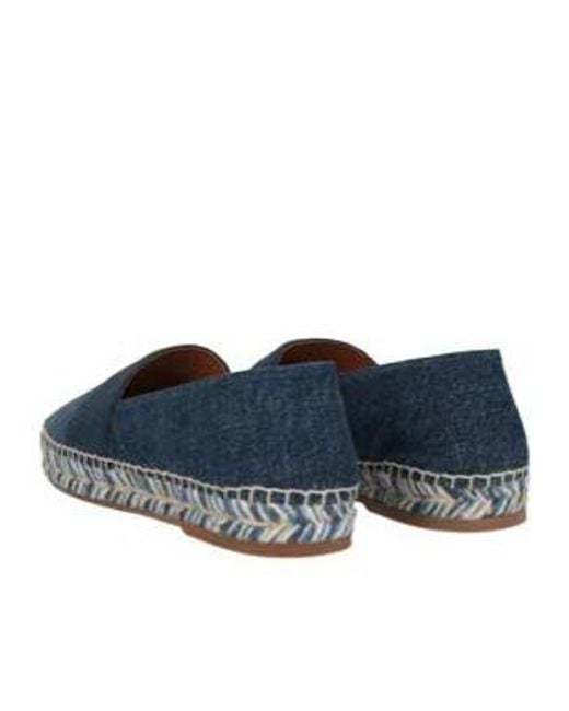 Chloé Blue Denim Canvas Closed-Toe Slip-Ons