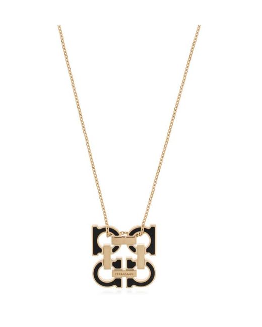 Ferragamo White Necklace With A Pendant