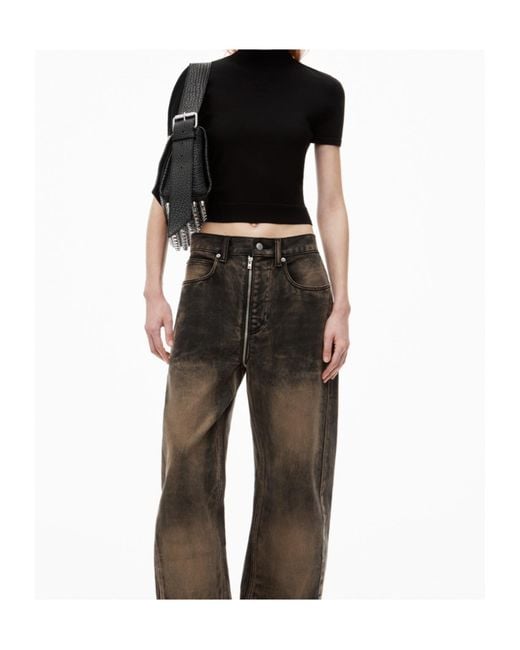 Alexander Wang Black T By Mock-Neck Short-Sleeved Top