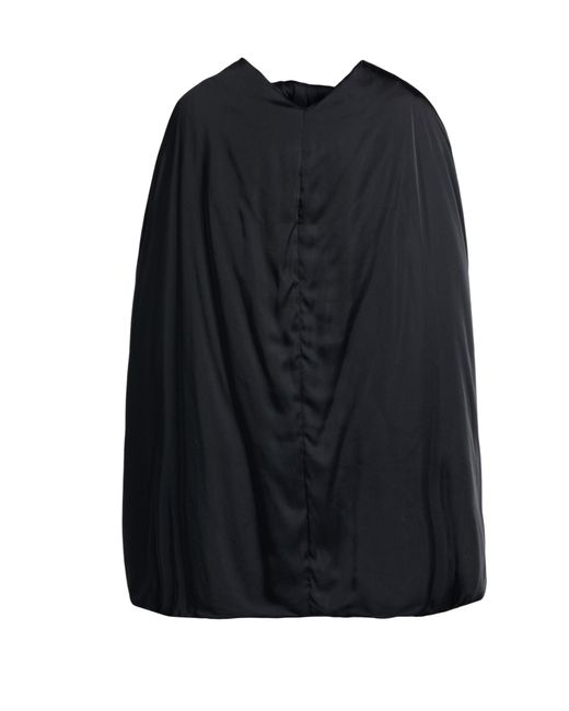Rick Owens Black Solid-Colored Satin Shawl Cape