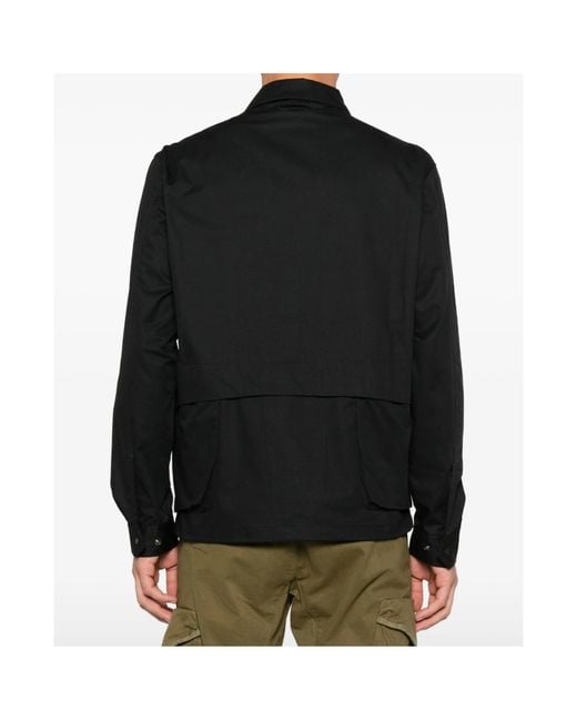 C P Company Black Zip-Around Overshirt for men