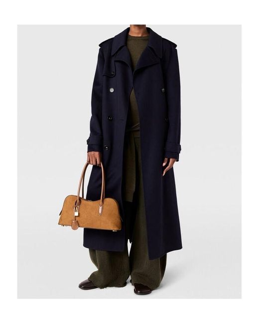 Stella McCartney Blue Double-Breasted Belted Trench Coat