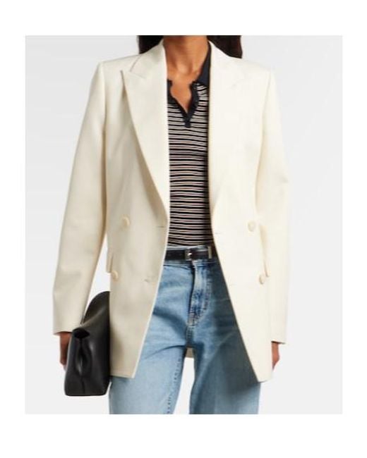 Nili Lotan White Weston Double-Breasted Virgin Wool Blazer