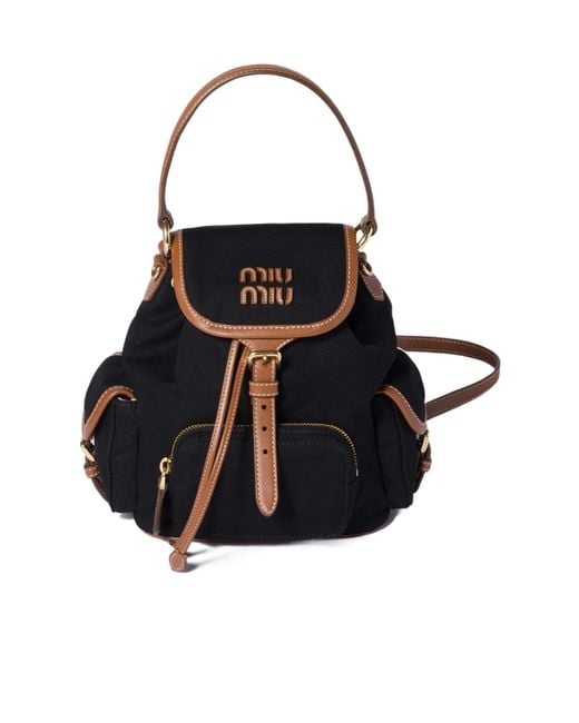 Miu Miu Black Logo-Detailed Backpack