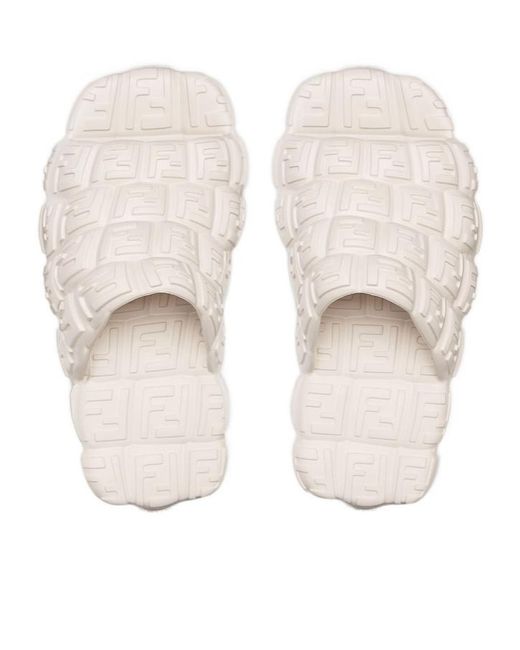 Fendi Natural Logo Embossed Cloud Slides for men