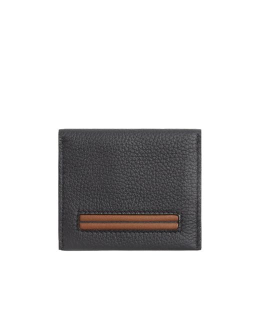 Zegna Gray Foldable Card Case for men