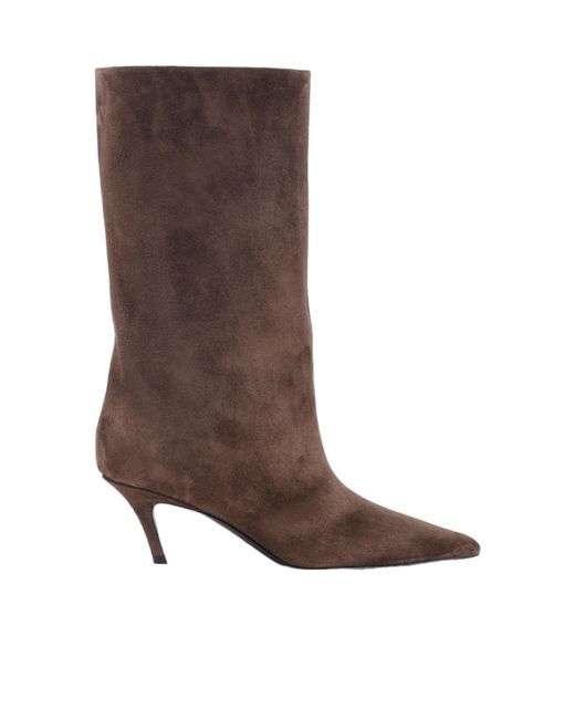 AMINA MUADDI Brown Pointed-Toe Ankle Boots