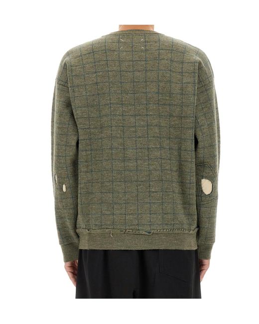 Maison Margiela Green Worn Effect Distressed Sweatshirt for men