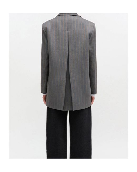 Ganni Gray Striped Blazer