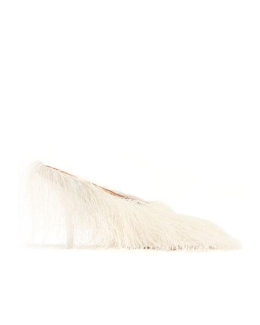 Dries Van Noten Natural Fringed Mesh Mules