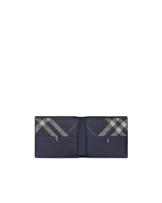 Burberry Blue Pop Check Bifold Wallet for men