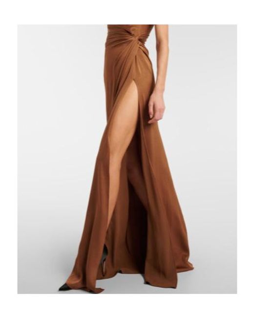Alex Perry Brown One-Shoulder Satin Gown