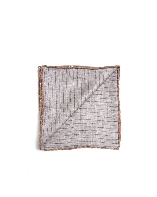 Brunello Cucinelli Brown Geometric-Printed Finished Edge Pocket Square for men