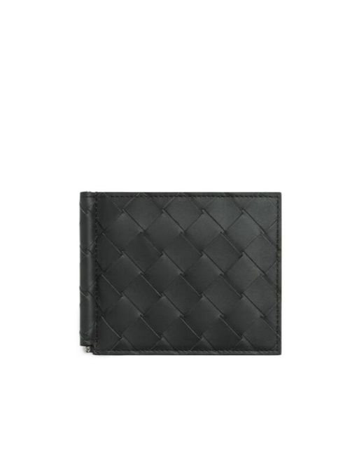 Bottega Veneta Black Weave A Pattern Wallet for men