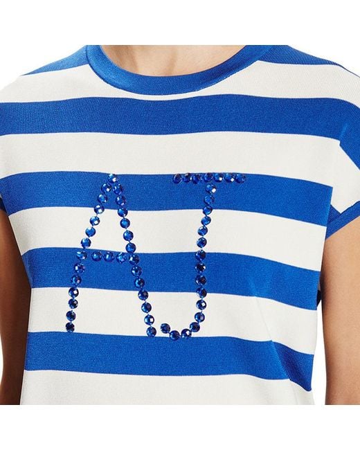 Armani Jeans Blue Striped Knitted Short-Sleeved T-Shirt