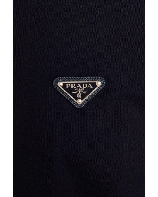 Prada Blue Stretch Technical Fabric Zipper Sweatshirt for men