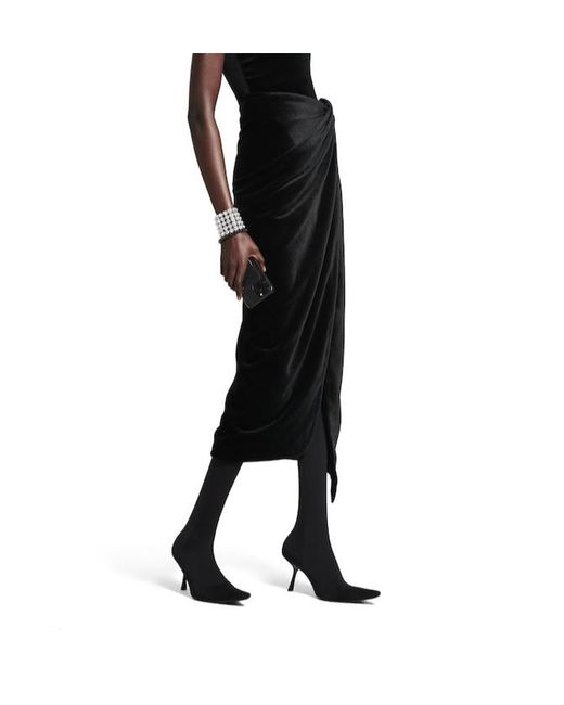 Balenciaga Black High-Waisted Wrap Skirt