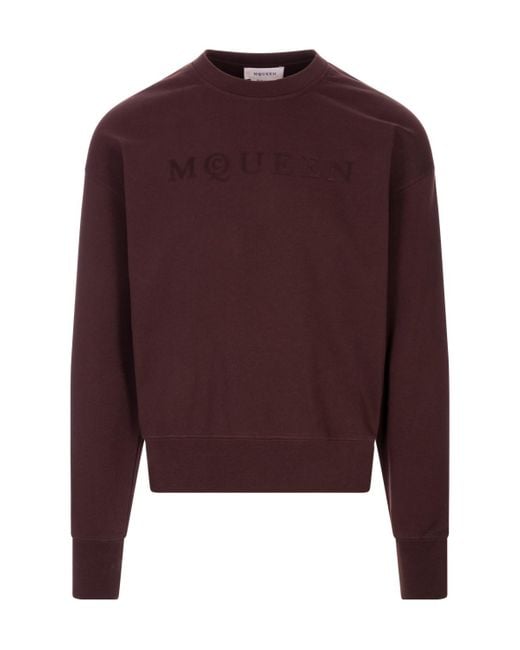 McQueen Purple Logo Printed Crewneck Sweatshirt for men