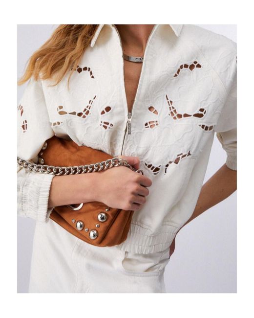 Liu Jo White Openwork Embroidered Bomber Jacket