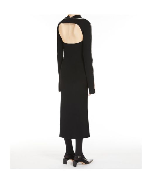 Sportmax Black Side Striped Knit Dress