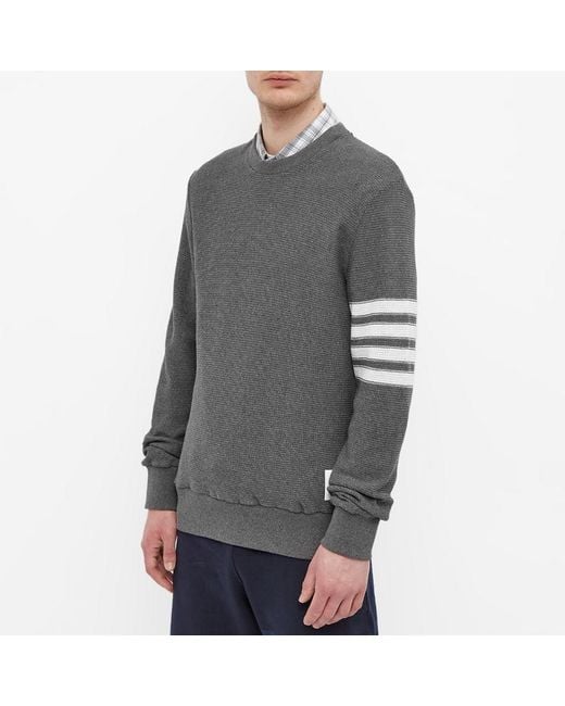 Thom Browne Gray 4-Bar Stripe Cotton Jumper for men