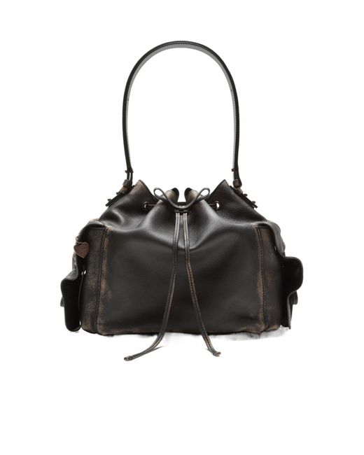 Acne Black Drawstring Shoulder Bag
