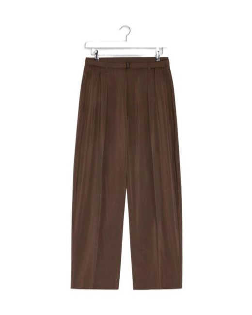 Lemaire Brown Belted Tapered Pants for men