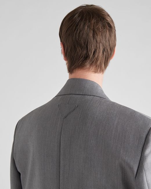 Prada Gray Buttoned Tailored Blazer for men