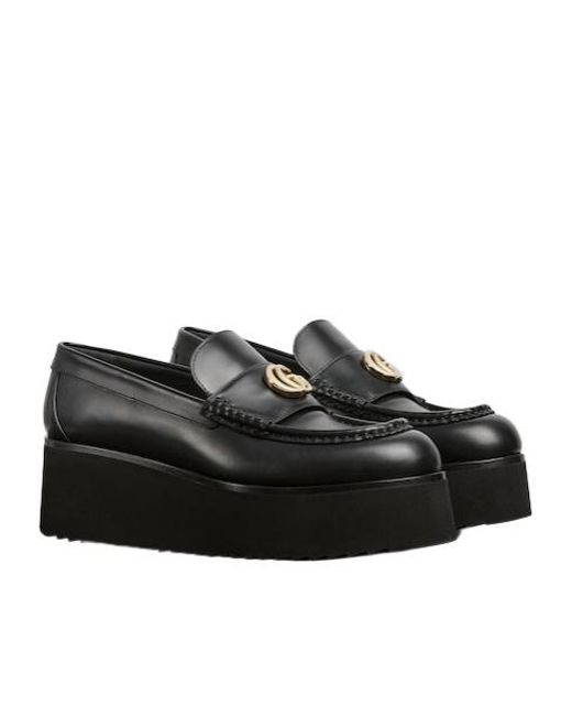 Gucci Black Double G Creeper Loafer, Leather