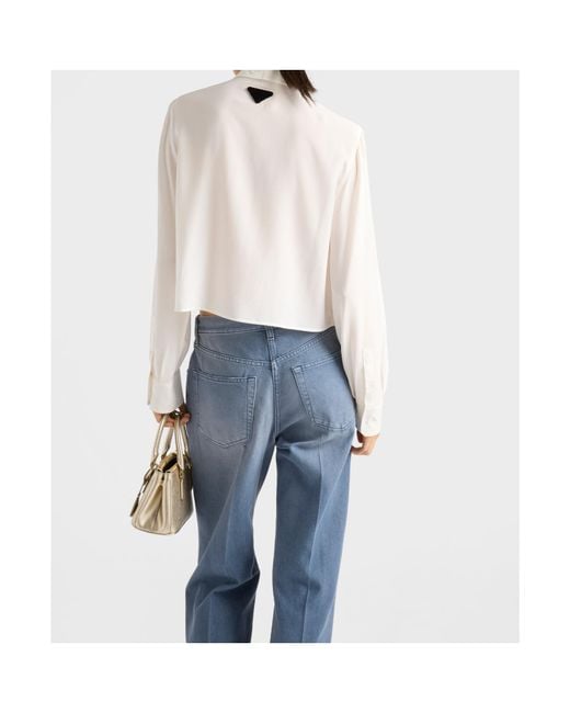 Prada White Crepe De Chine Shirt